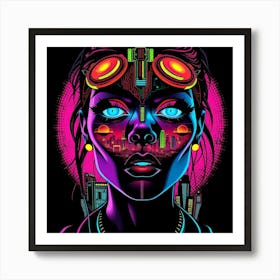 Neon Girl With Goggles Affiche