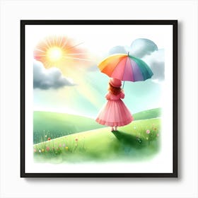 Little Girl With Umbrella 1 Art Print