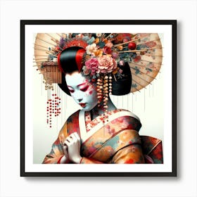 Japan Traditional Geisha Illustration By Ad 194 Art Print