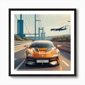 Ports car at highway Art Print