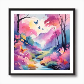 Butterflies In The Forest 1 Art Print