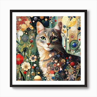 Holyfer - Colourful Cat - Acrylic Paint by Numbers - Framed Canvas - 40 x  30cm