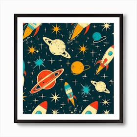 Retro Space Pattern Art Print