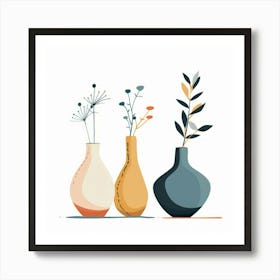 Three Vases With Flowers 3 Art Print