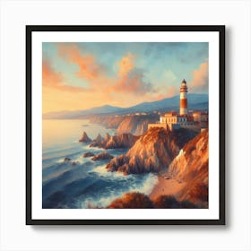 Sunset At The Lighthouse 1 Art Print