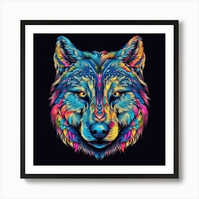 Colorful Wolf Art Print