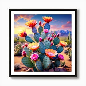 Cactus At Sunset Art Print