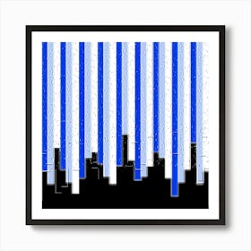 Blue And White Cityscape Art Print