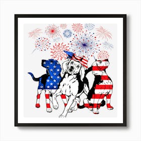 Hot Trend Patriotic Dog Weimaraner Usa American Flag 4th Art Print