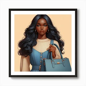 Black Girl With Blue Bag Art Print