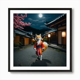 Fox In Kimono Art Print