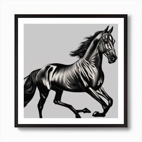 Black Horse Galloping Art Print