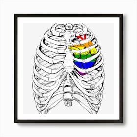 Skeleton Xray Ribs Halloween Heart Lgbtq Gay Pride Ally Art Print