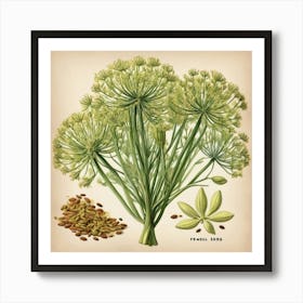 Fennel Seeds flower plants painting art print Art Print