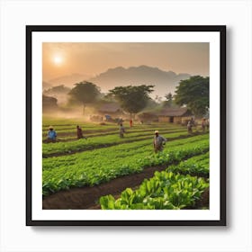 People In A Field Art Print