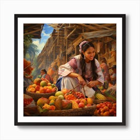 Girl In The Market Art Print