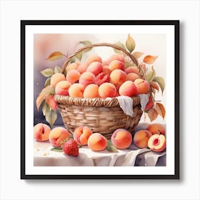 A basket of peaches Art Print