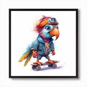 Parrot Skateboarding Art Print