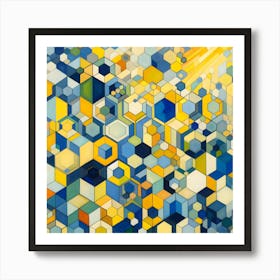 Blue And Yellow Cubes Art Print