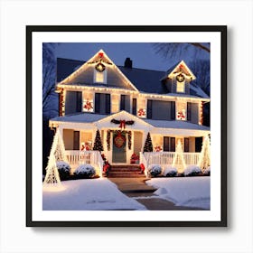 Christmas House Decorations Art Print