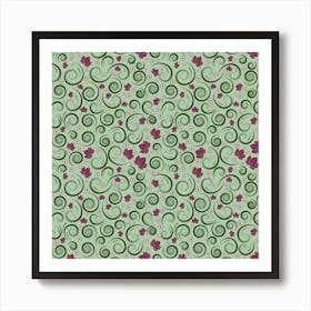 Swirls Foliage Leaves Green Art Print