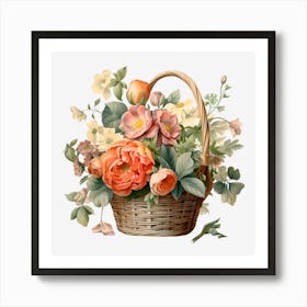 Basket Of Flowers 6 Art Print