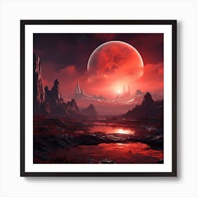 An Alien Planet With Red Sky 4:7 Art Print