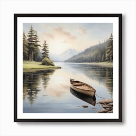 Canoe On The Lake Art Print