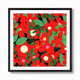 Red Flowers and Petals Art Print
