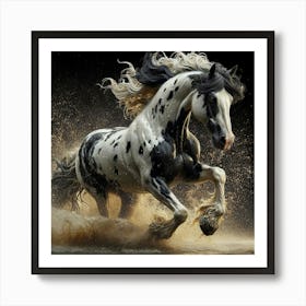 Horse Running In Water 2 Art Print