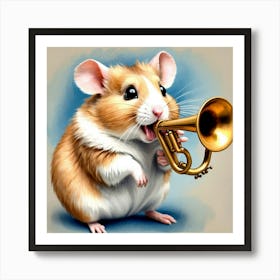 Hamster Playing A Trumpet 1 Art Print