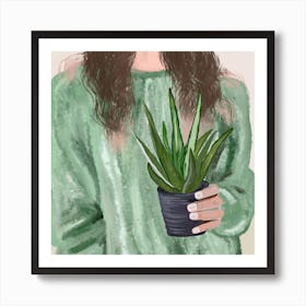 Aloe Vera Girl Square Art Print