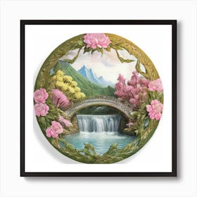 Bridge Over The Waterfall Art Print