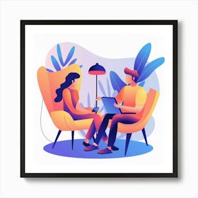 Couple Sitting On Chairs Art Print