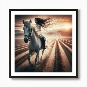 Girl Riding A Horse 7 Art Print