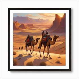 Camels In The Desert Art Print