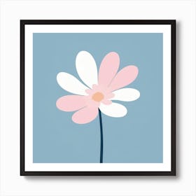 A White And Pink Flower In Minimalist Style Square Composition 110 Art Print