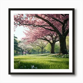 An Awe Inspiring Tree Gleaming With Spring Blossoms Standing Tall Amidst The Tranquility Of A Seren (4) Art Print