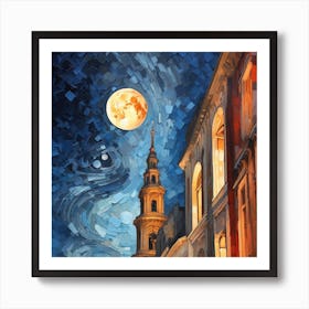 Moonlight In The City Art Print