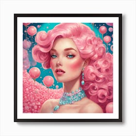 Pink Haired Girl Art Print