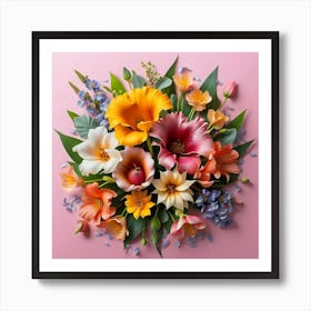 Watercolor paper flowers 1 Art Print