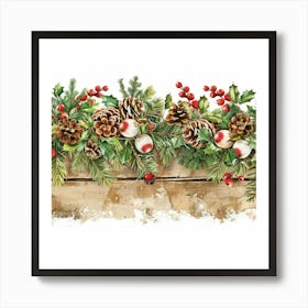 Yule Inspired Banner Texture With Mistletoe 2 Art Print