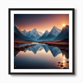 Mountain Landscape At Sunset Art Print