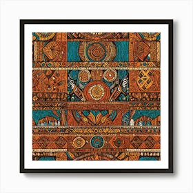 A Vibrant Piece Featuring Traditional African Tribal Patterns And Motifs In Bold Earthy Colors Celeb 3195046856(1) Art Print