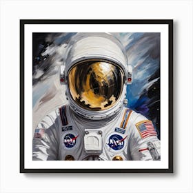 Astronaut Day Spaceman In White Space Suit Costume Open Glass Helmet 0 (1) Art Print