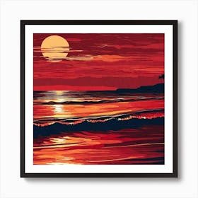 Sunset At The Beach 776 Art Print