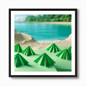 Green Trees On The Beach Art Print