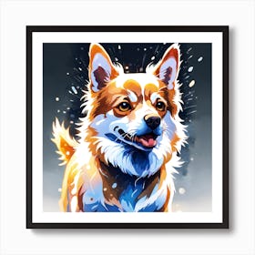 Dog In The Snow 1 Art Print