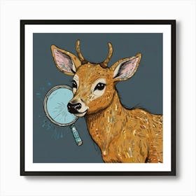 Deer With Magnifying Glass 3 Art Print