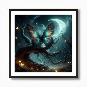 Butterfly In The Moonlight 4 Art Print